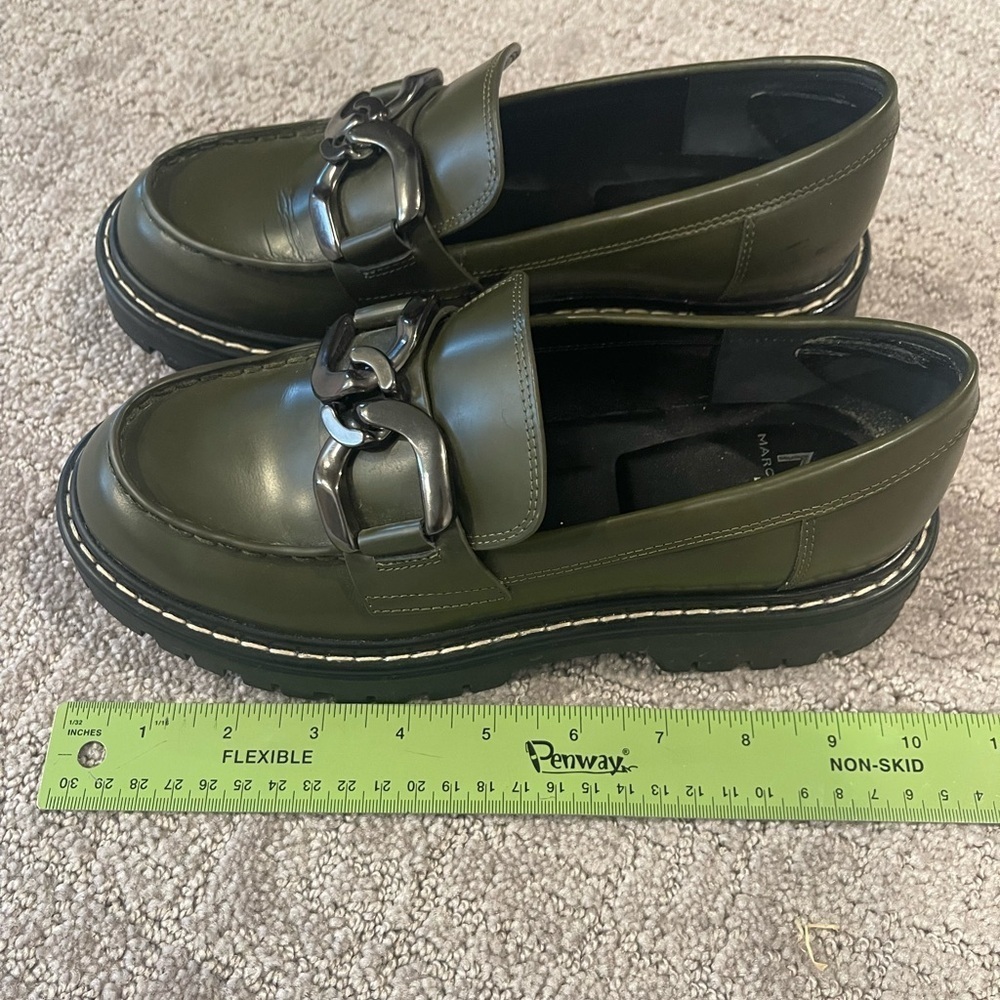 Marc Fisher Trisca Loafers, Olive Green, Leather, Metal Accent, Lug Sole, Sz. 6M - Picture 11 of 15